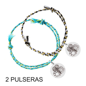 Pack de 2 pulseras de amistad con medalla grabada