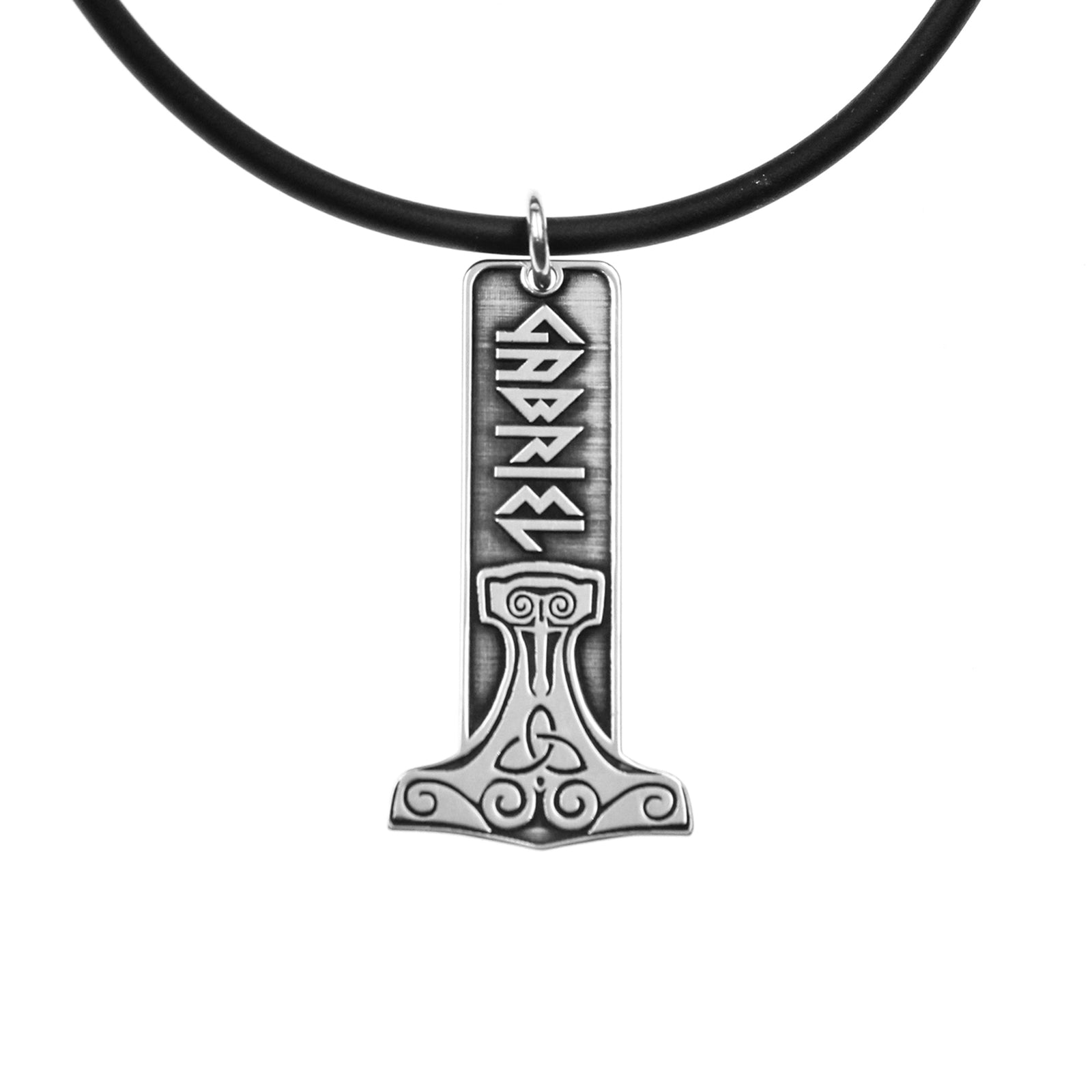 Colgante Mjolnir de Plata 925 Personalizado con Nombre en Runas – Martillo de Thor