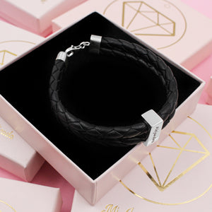Pulsera de cuero nacional con lingote de plata personalizado – Hecha a mano