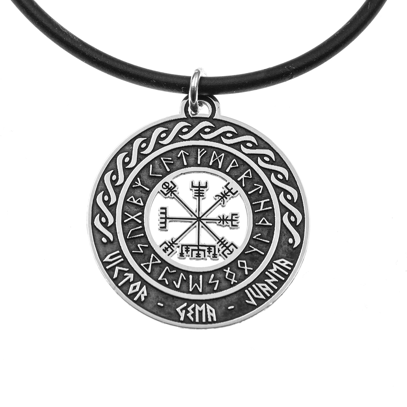 Colgante Vikingo de Plata 925 Personalizado con Nombres – Amuleto Vegvísir