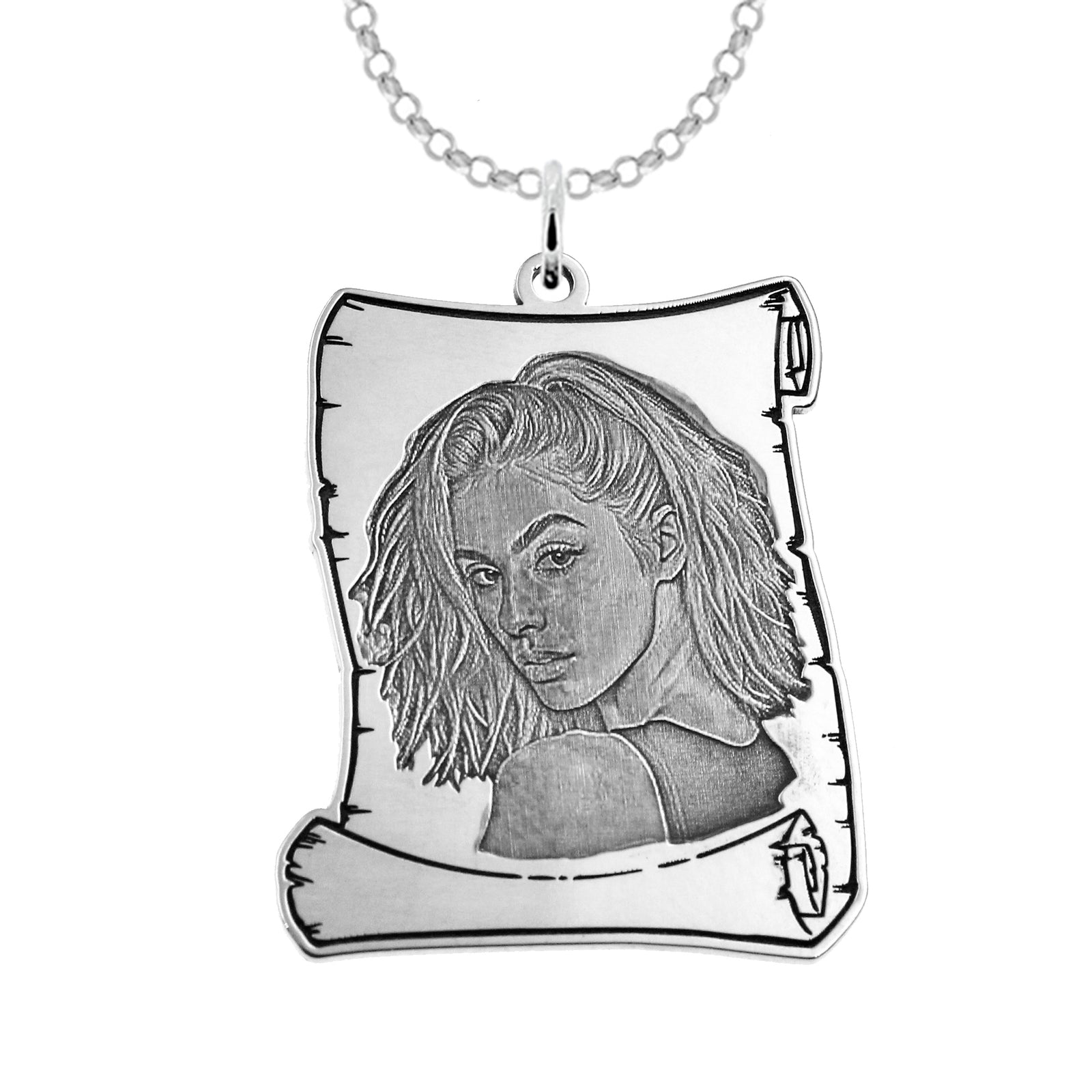 Colgante Pergamino de Plata 925 con Fotograbado Personalizado – Captura tus Recuerdos