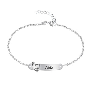 Pulsera de Primera Comunión Personalizada en Plata de Ley – Grabado con Nombre y Motivo Religioso