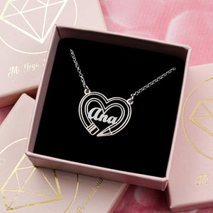 Colgante corazón con lápiz en plata personalizado con nombre – Regalo ideal para profesoras o amantes de la escritura