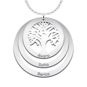 Colgante árbol de la vida con hasta 3 aros personalizados