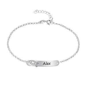 Pulsera de Primera Comunión Personalizada en Plata de Ley – Grabado con Nombre y Motivo Religioso