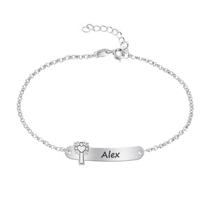 Pulsera de Primera Comunión Personalizada en Plata de Ley – Grabado con Nombre y Motivo Religioso