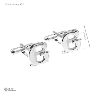 Gemelos Personalizados Plata 2 Iniciales Sobrepuestas