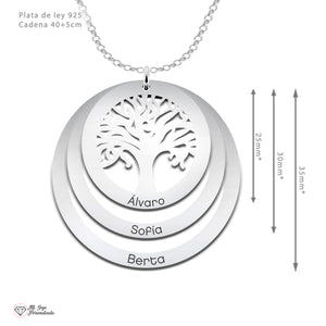 Colgante árbol de la vida con hasta 3 aros personalizados