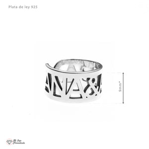 Anillo Personalizado con Nombres en Plata – Joya Ajustable y Elegante