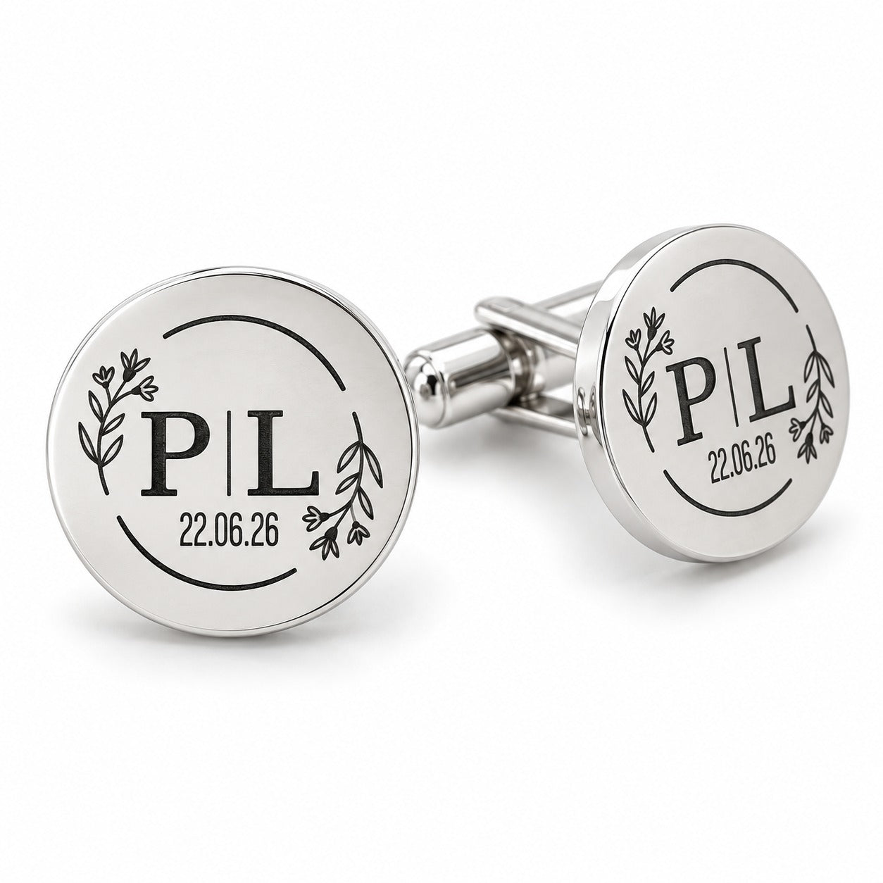 Gemelos Personalizados con Iniciales y Fecha – Plata de Ley 925