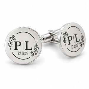 Gemelos Personalizados con Iniciales y Fecha – Plata de Ley 925