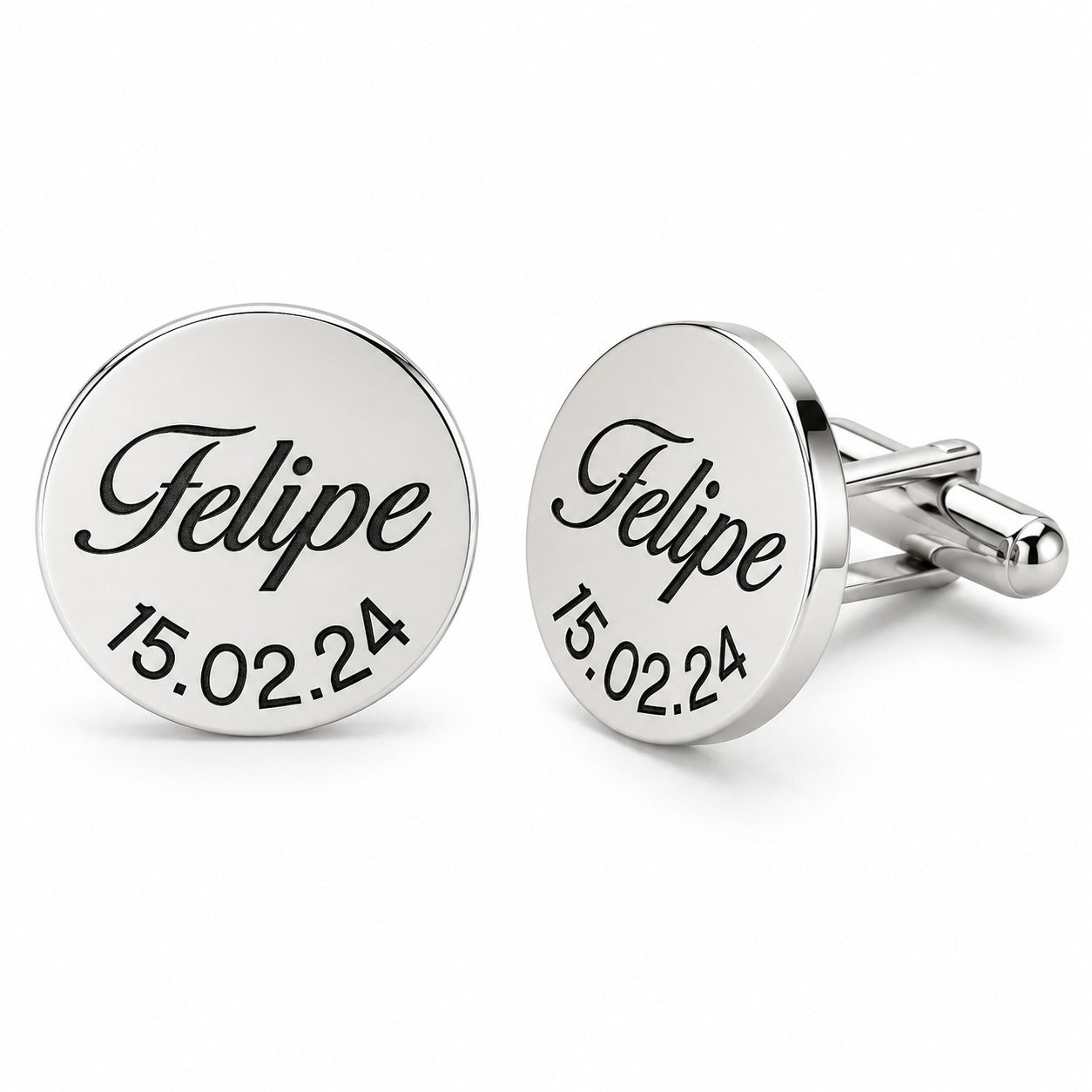 Gemelos Personalizados con Nombre y Fecha – Plata de Ley 925