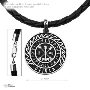 Colgante Exclusivo vikingo de plata de ley 925 personalizado con runas