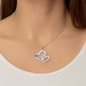 Collar de plata corazones entrelazados