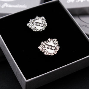 Gemelos Personalizados con Escudo Heráldico de Apellido en Plata
