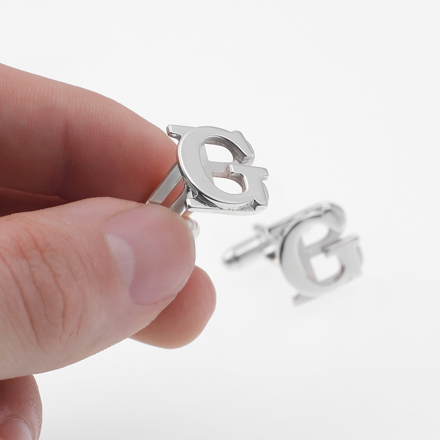 Gemelos Personalizados Plata 2 Iniciales Sobrepuestas