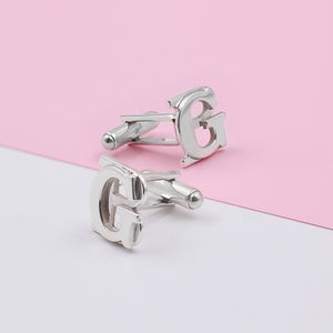 Gemelos Personalizados Plata 2 Iniciales Sobrepuestas