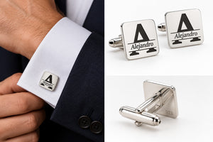 Gemelos Personalizados con Inicial y Nombre – Plata de Ley 925