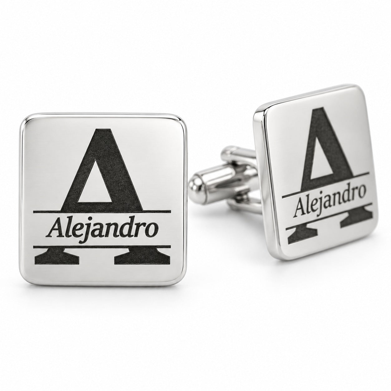 Gemelos Personalizados con Inicial y Nombre – Plata de Ley 925
