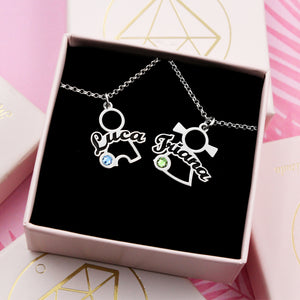 Colgante de niño o niña en plata personalizado con nombre y piedra de nacimiento – Regalo para mamá