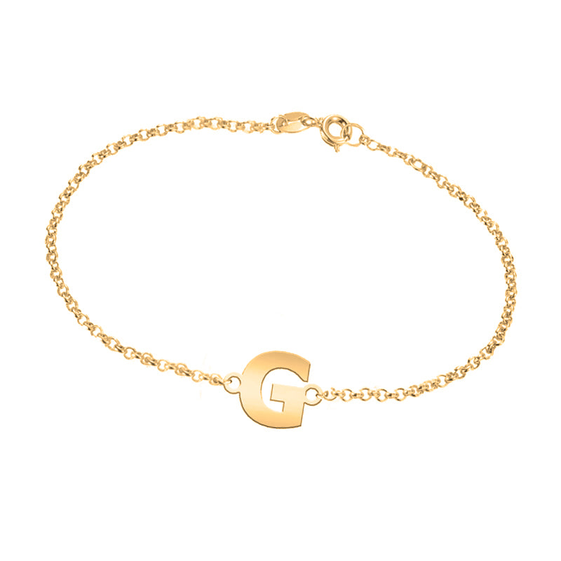 Pulsera de plata con inicial chapada en oro