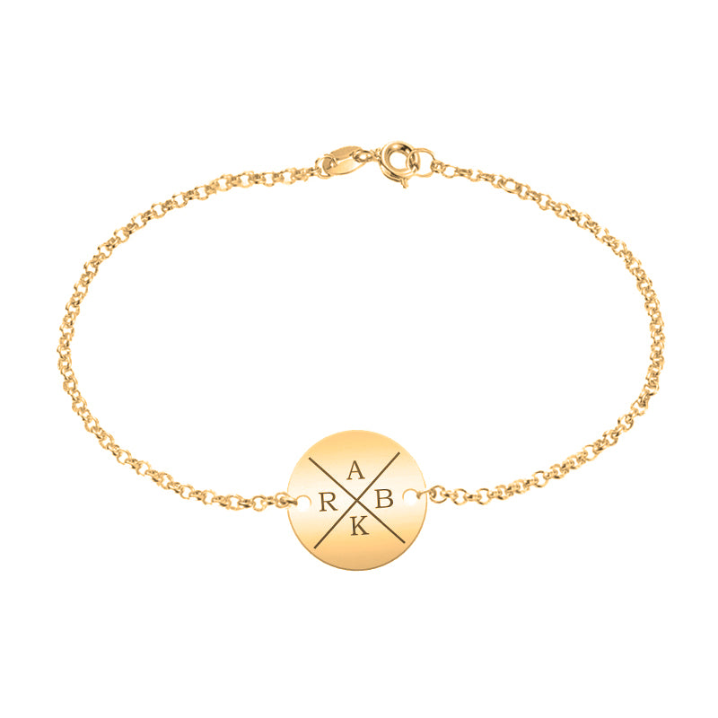 Pulsera de plata con 4 Iniciales chapada en oro