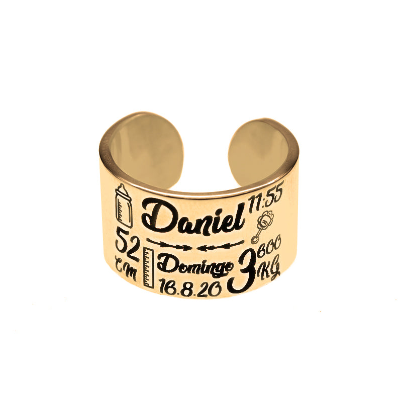 Anillo de plata natalicio chapado en oro