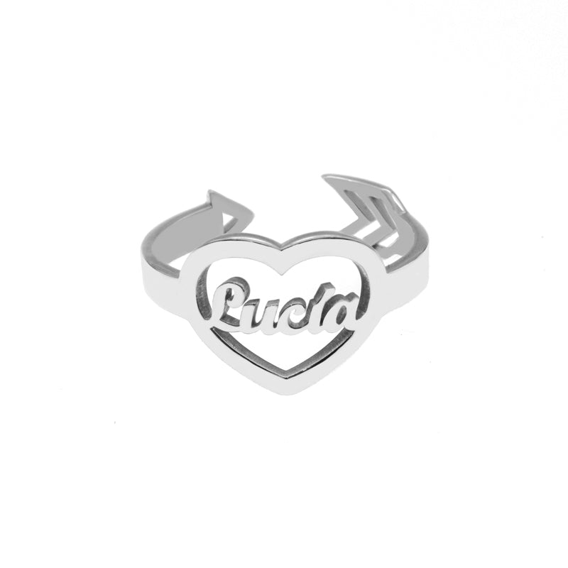 Anillo de plata corazón con nombre