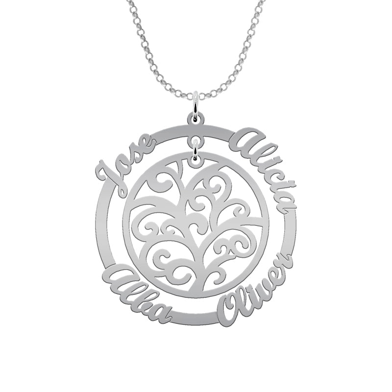 Collar árbol de la vida y aro hasta 4 nombres