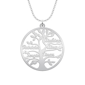 Gargantilla personalizada de plata, árbol de la vida con nombres 303_CO2566