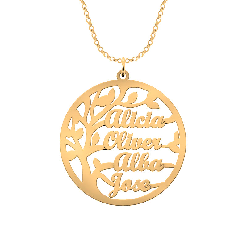 Collar árbol de la vida chapado en oro hasta 4 nombres
