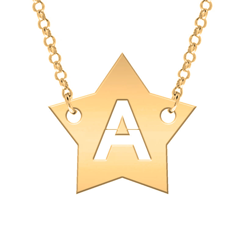 Collar de plata con inicial calada en estrella chapada en oro