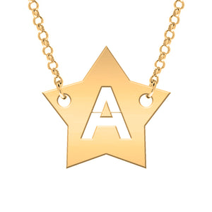 Collar de plata con inicial calada en estrella chapada en oro