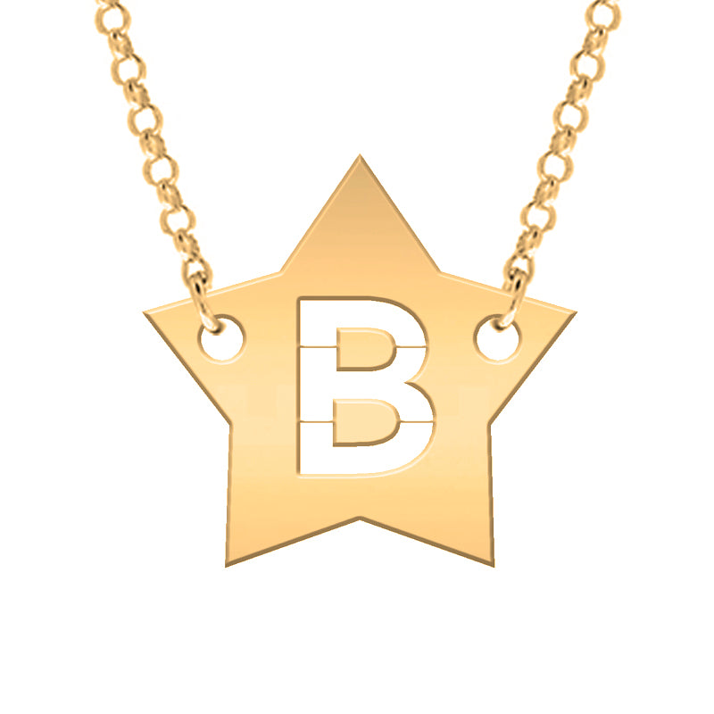 Collar de plata con inicial calada en estrella chapada en oro