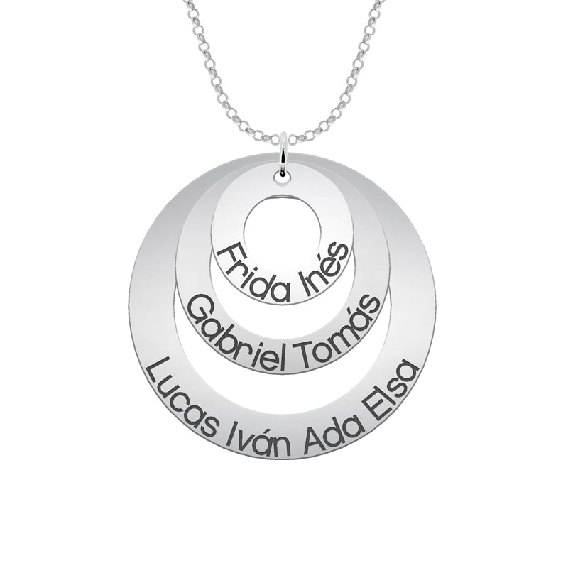 Colgante de plata con hasta 3 aros personalizados