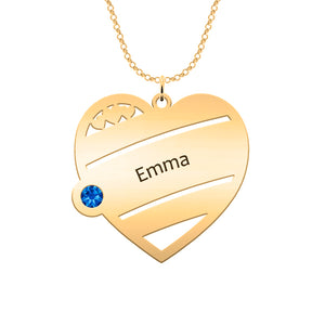 Collar corazón de plata chapado en oro personalizado con hasta 4 nombres y 4 piedras de nacimiento