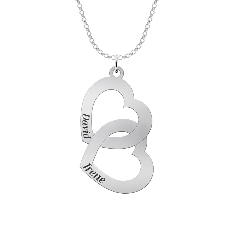 Collar de plata con doble corazón