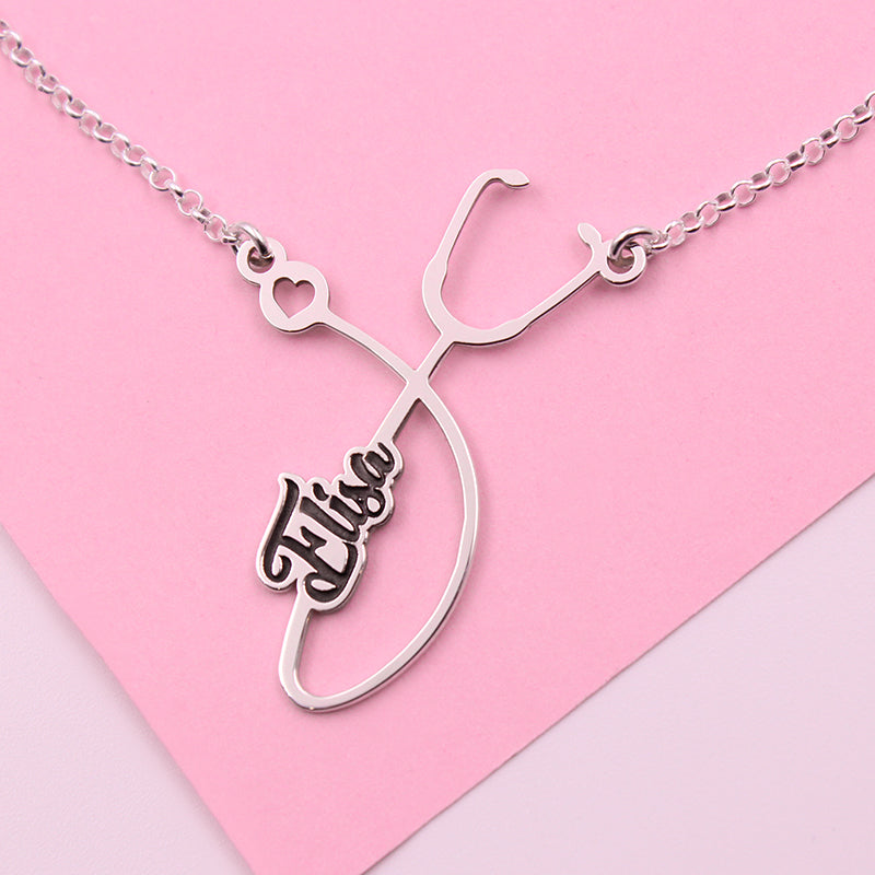Colgante de plata fonendoscopio personalizado