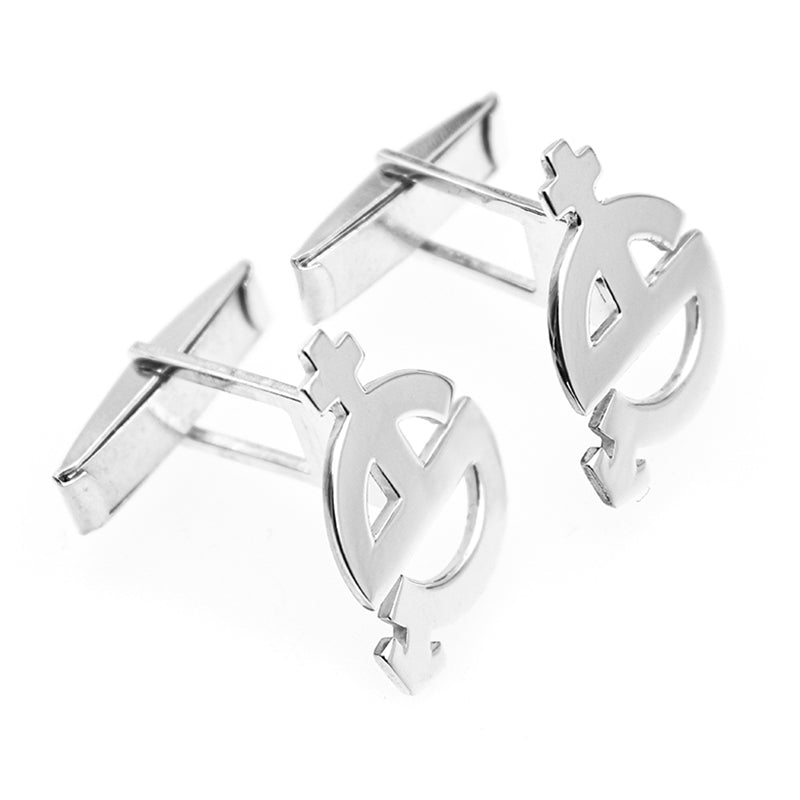 Gemelos de plata personalizados con símbolo masculino-femenino