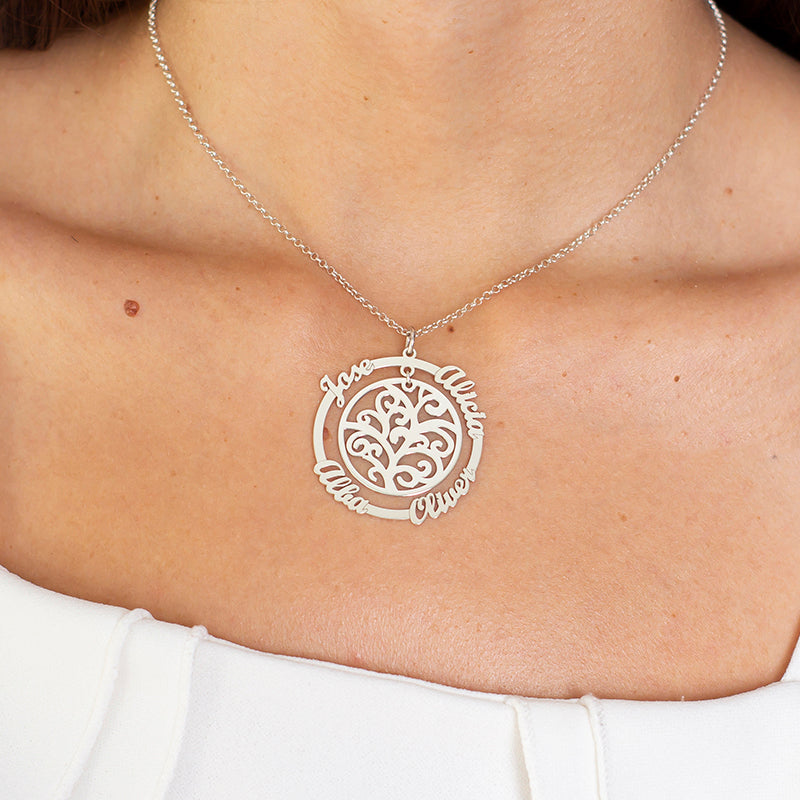 Collar árbol de la vida y aro hasta 4 nombres