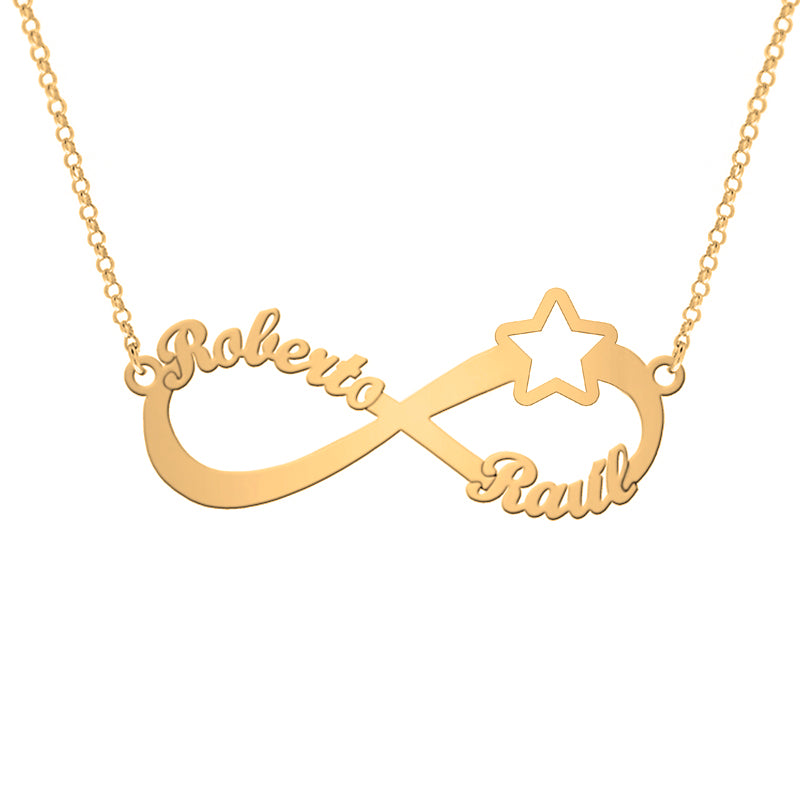 Collar de plata infinito con estrella chapado en oro