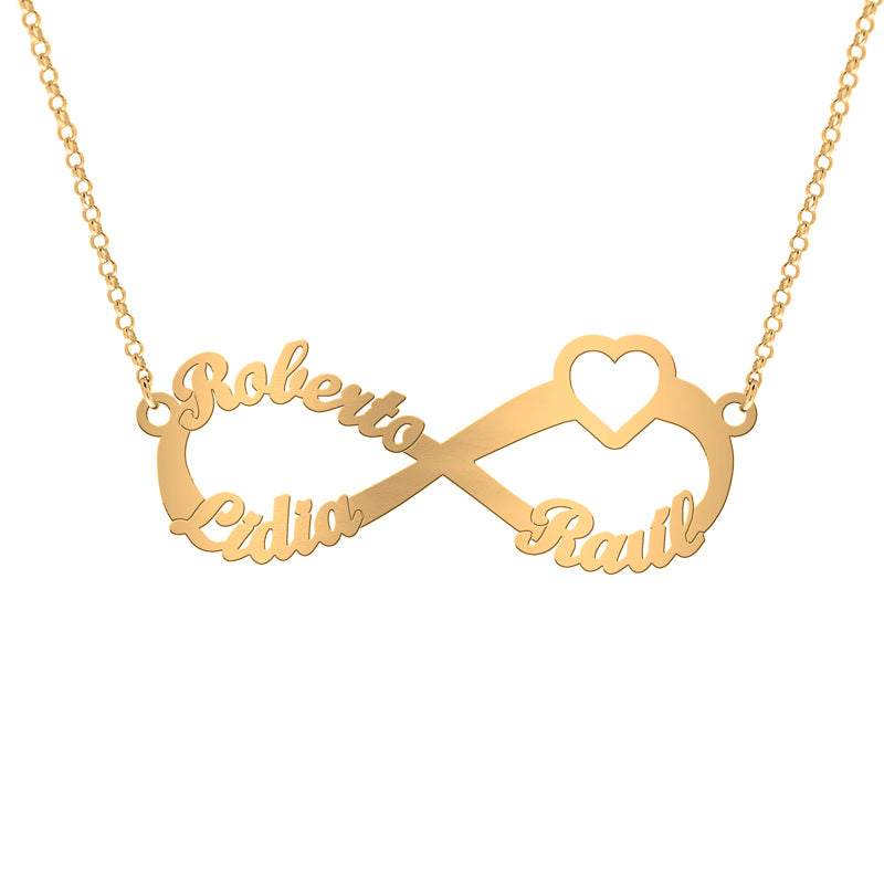 Collar de plata infinito con corazón chapado en oro