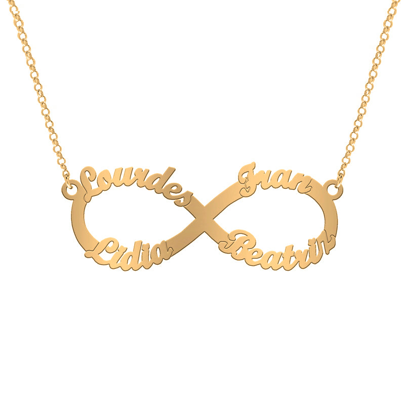 Colgante de plata chapada en oro con infinito hasta 4 nombres