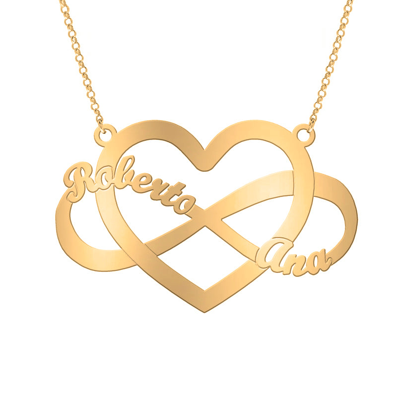 Collar de plata con corazón infinito chapado en oro