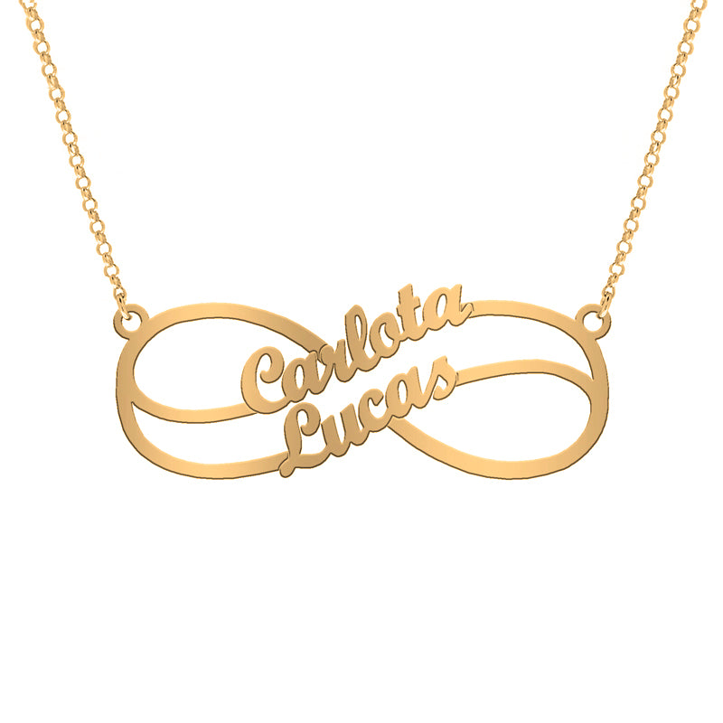 Collar de plata chapado en oro con infinito hasta 2 nombres