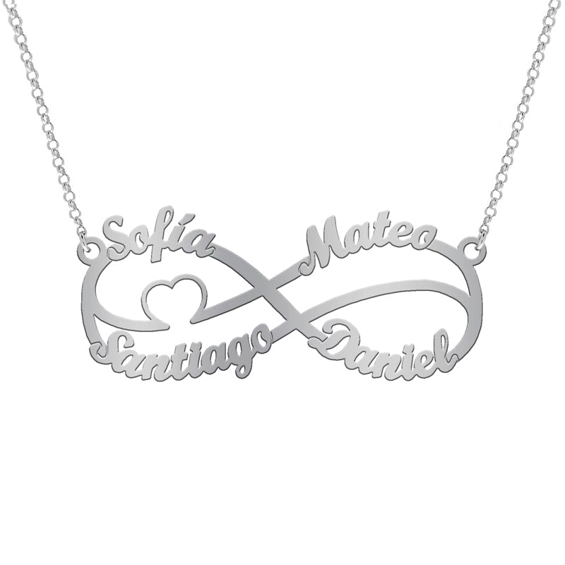 Collar infinito hasta 5 nombres y corazón