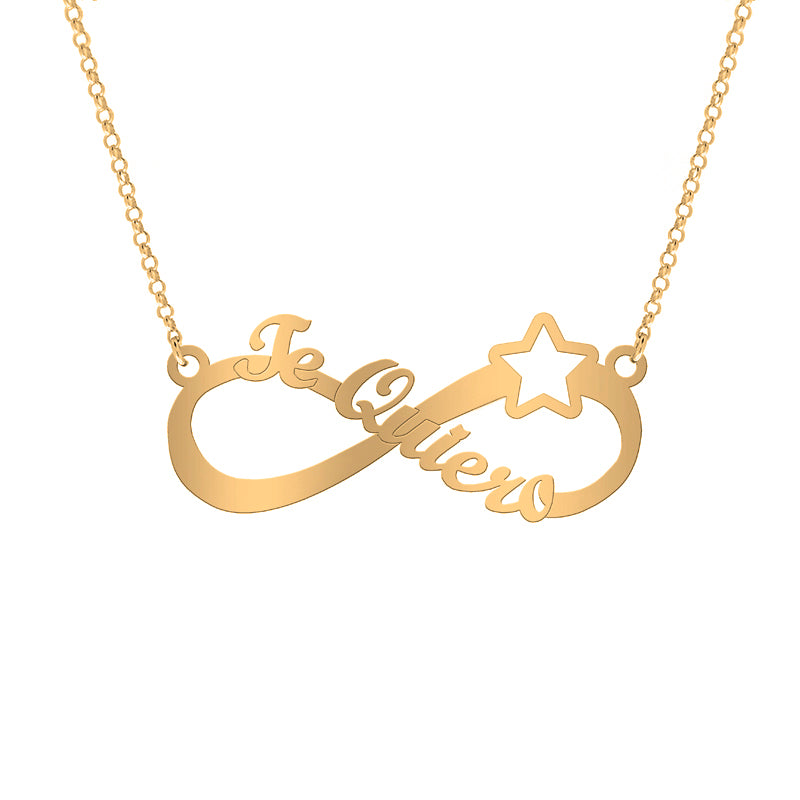 Collar de plata infinito te quiero con estrella chapado en oro