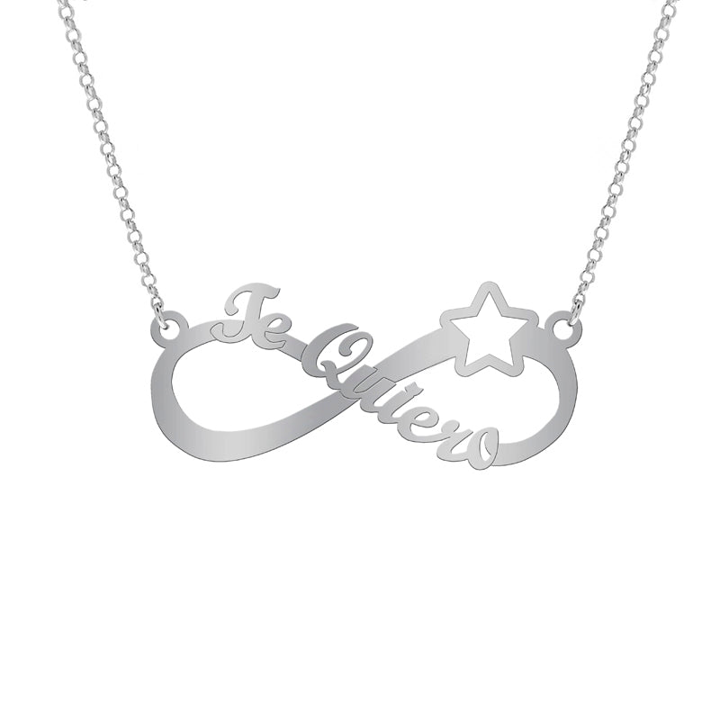 Collar de plata infinito te quiero con estrella