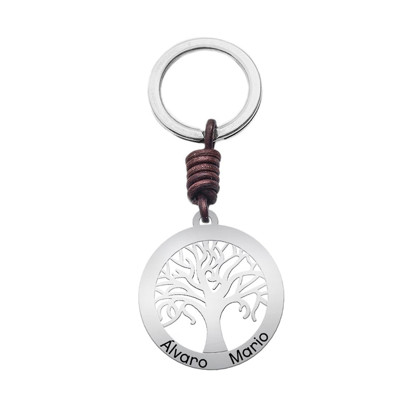 Llavero de plata árbol de la vida con mensaje o nombres