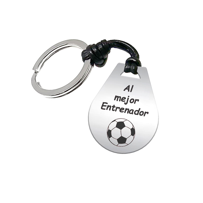 Llavero de plata personalizado para entrenador de fútbol